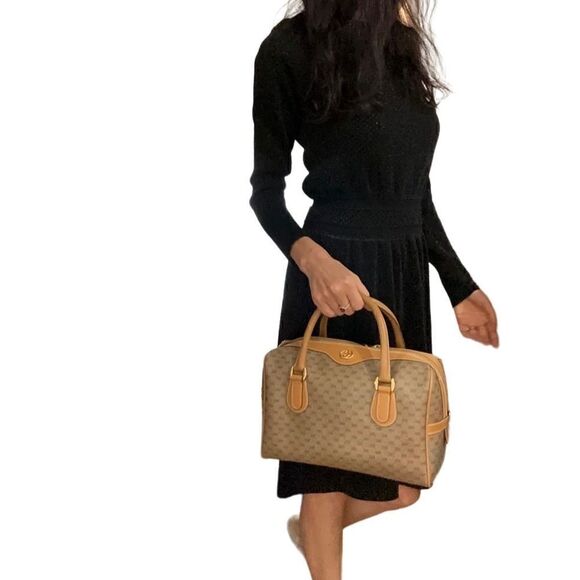 Gucci vintage brown Gg canvas leather tote - Picture 1 of 15